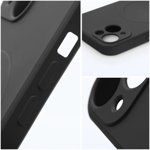 Husă pentru telefon iPhone 14 (6,1"), husă din silicon, interior din microfibră, neagră, Husă Mag Silicon