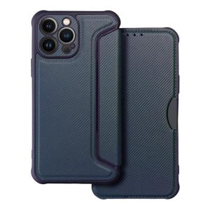 Husă telefon Samsung Galaxy S23,Husăcarte,Husăcu deschidere laterală, închidere magnetică,HusăPU / TPU, model carbon, albastru, SM-S911, Razor