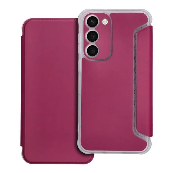 Husa telefon Samsung Galaxy S23 Plus, husa carte, husa cu deschidere laterala, inchidere magnetica, visiniu, SM-S916, Forcell Piano