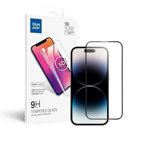 Film din sticlă frontală Samsung Galaxy A14 4G/5G, temperat, îndoit, prietenos cu carcasă, SM-A145, SM-A146, 5D Full Glue, BlueStar
