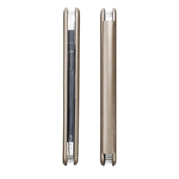 Samsung Galaxy A54 husă de telefon, Husă carte, închidere magnetică, flip husă, silicon bezel, aur, SM-A546, Forcell Elegance