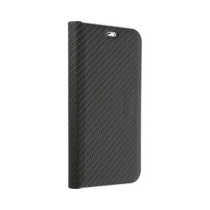 Husă pentru telefon Samsung Galaxy A34, husă carte, husă cu deschidere laterală, închidere magnetică, model carbon, negru, SM-A346, Luna Book