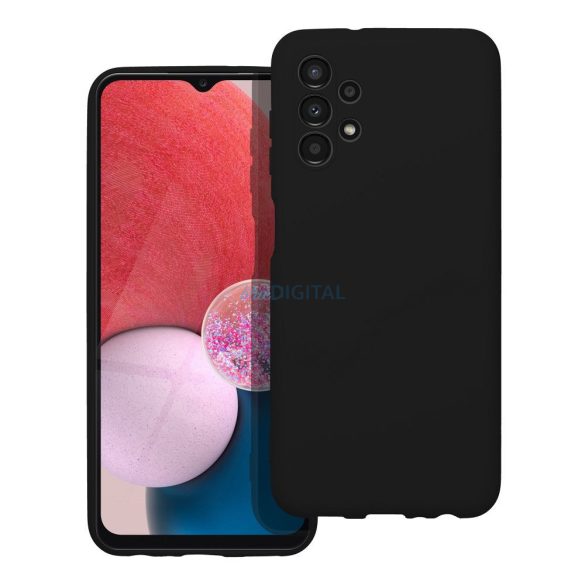 Husa din silicon Samsung Galaxy A14 4G/5G, mata, interior din piele intoarsa, neagra, SM-A145, SM-A146, silicon