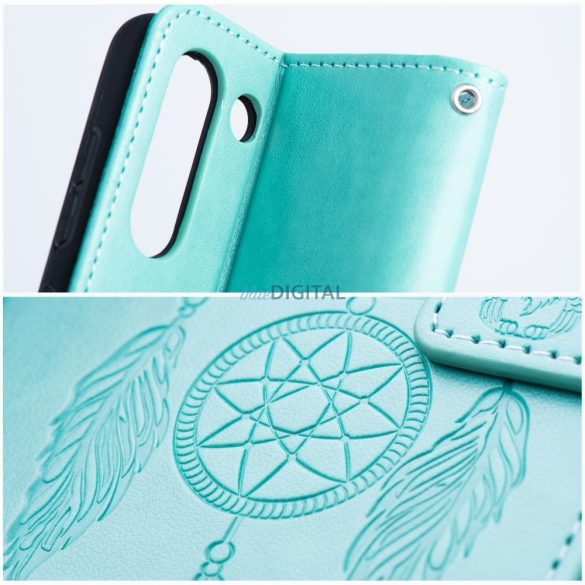 Carcasă telefon Samsung Galaxy A54, carcasă carte, carcasă cu deschidere laterală, închidere magnetică, verde, dreamcatcher, SM-A546, Mezzo