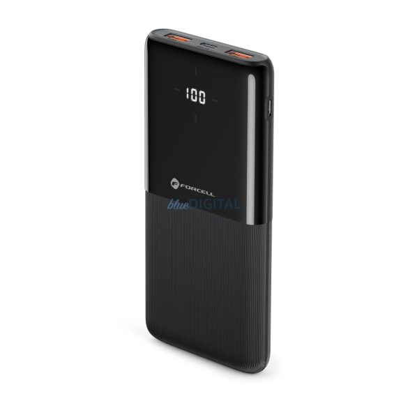 Power Bank, 10000mAh, 2xUSB / Type-C, negru, suport QC / PD, 20W, lampă LED, Forcell F-Energy P10k1