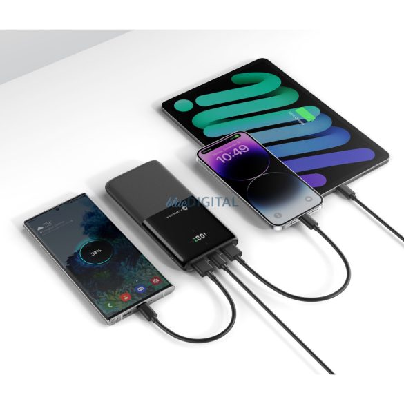 Power Bank, 10000mAh, 2xUSB / Type-C, negru, suport QC / PD, 20W, lampă LED, Forcell F-Energy P10k1