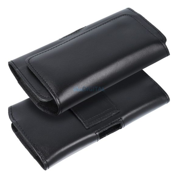 Husă magnetică pentru curea, mărime XXL (Samsung S20 Ultra, Huawei P Smart Pro, Xiaomi Redmi 9) negru, piele lucioasă, Royal Crazy Horse