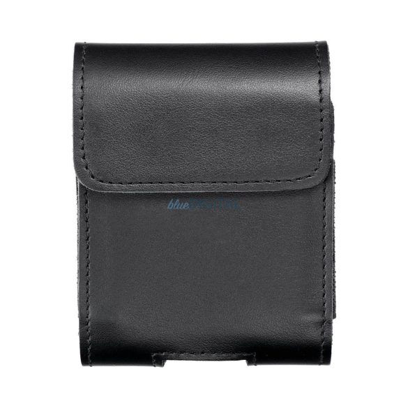 Husa cu clip de centura, magnetica, marimea V (Samsung Z Flip 1/2/3/4 / Huawei P50 Pocket / Motorola Razr 5G) neagra, piele lustruita, Royal Crazy Horse