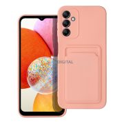   Husă din silicon Samsung Galaxy A14 4G/5G, carcasă din spate, card bancar rezistent, roz/floare de piersic, SM-A145, SM-A146, Card