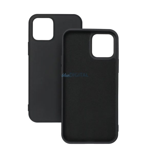 Husa din silicon pentru iPhone 15 Pro (6.1"), mata, interior din piele intoarsa, neagra, silicon