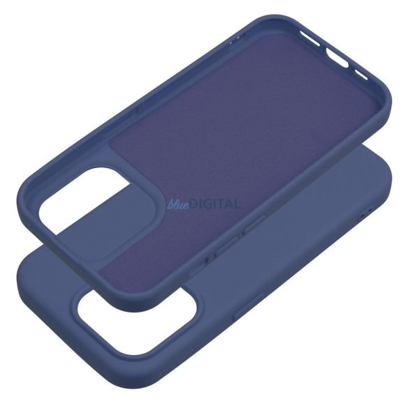 Husa din silicon pentru iPhone 15 Pro (6.1"), mata, interior din piele intoarsa, albastra, silicon