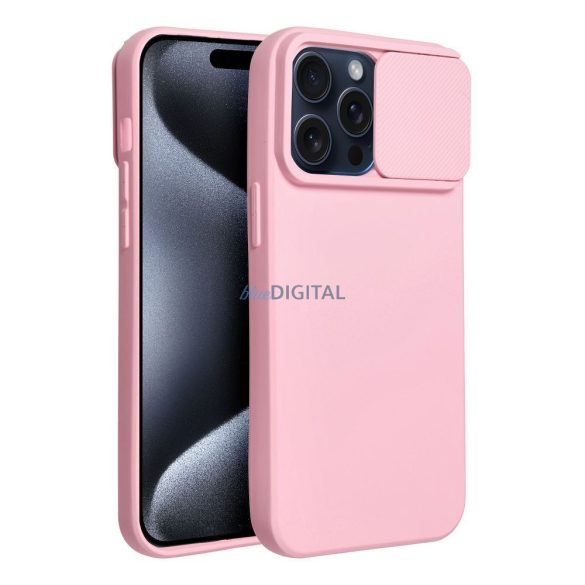 Husa spate iPhone 15 (6.1"), carcasa TPU, cu protectie pentru camera, roz, Slide