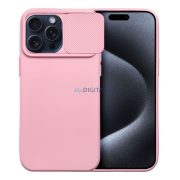   Husa spate iPhone 15 Plus (6.7"), carcasa TPU, cu protectie pentru camera, roz, Slide