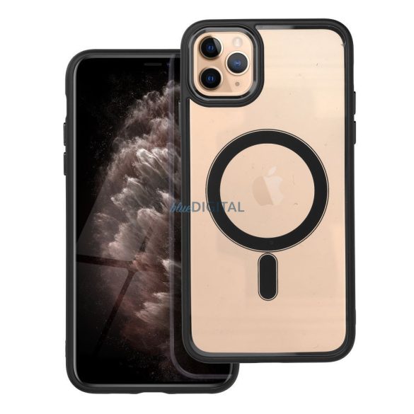 Husă din silicon pentru iPhone 11 Pro Max (6,5"), husă PC/TPU, casetă de stocare, cadru color, transparent/negru, husă Color Edge Mag