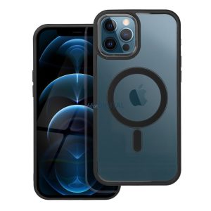 Husă din silicon pentru iPhone 12 Pro Max (6,7"), husă PC/TPU, casetă de protecție, cadru color, transparent/negru, husă Color Edge Mag