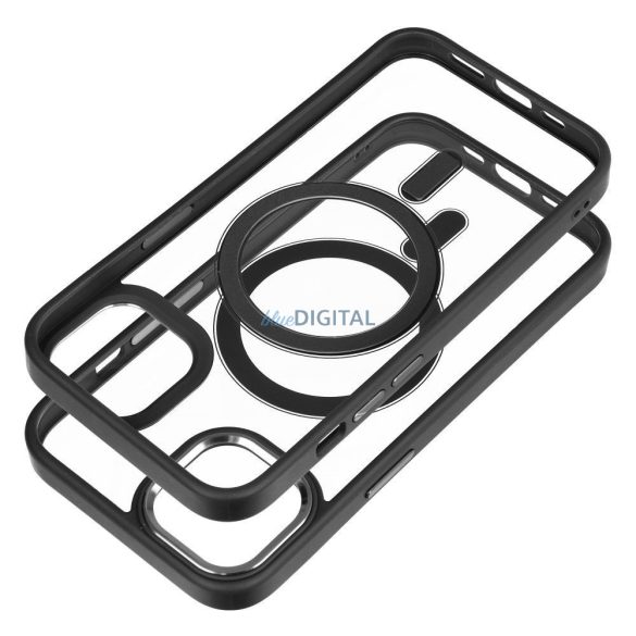 Husă din silicon pentru iPhone 12 Pro Max (6,7"), husă PC/TPU, casetă de protecție, cadru color, transparent/negru, husă Color Edge Mag