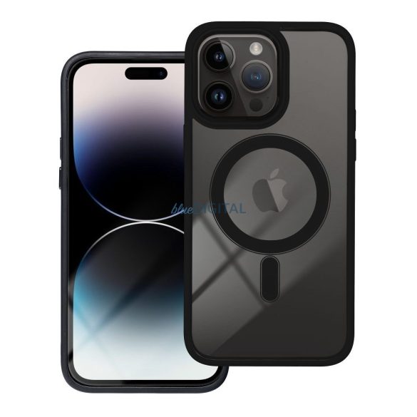 Husă din silicon pentru iPhone 13 Pro Max (6,7"), husă PC/TPU, casetă de stocare, cadru color, transparent/negru, husă Color Edge Mag