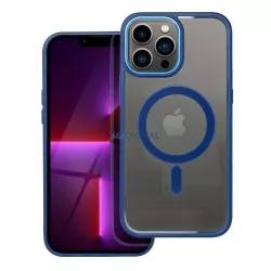  HUSĂ! - Husă din silicon pentru iPhone 14 Pro Max (6,7"), husă PC/TPU, casetă de stocare, cadru color, transparent/albastru, husă Color Edge Mag