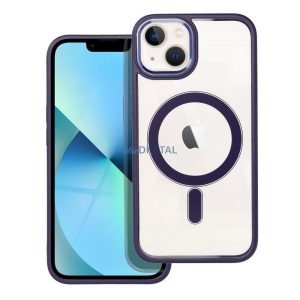 Husă din silicon pentru iPhone 13 (6,1"), husă PC/TPU, casetă de stocare, cadru color, transparent/violet, husă Color Edge Mag