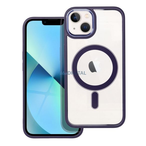 Husă din silicon pentru iPhone 13 (6,1"), husă PC/TPU, casetă de stocare, cadru color, transparent/violet, husă Color Edge Mag