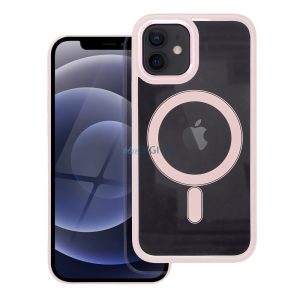 Husă din silicon pentru iPhone 12 / 12 Pro (6.1"), husă PC/TPU, casetă de protecție, cadru color, transparent/roz pudra, husă Color Edge Mag