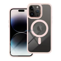   HUSĂ! - Husă din silicon pentru iPhone 14 Pro Max (6,7"), husă PC/TPU, casetă de protecție, cadru color, transparent/roz pudrat, husă Color Edge Mag