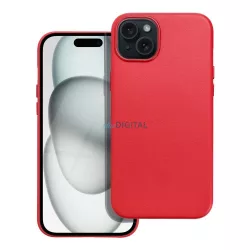   HUSĂ! - Husă din spate pentru iPhone 15 Plus (6,7"), husă din piele artificială, caset de protecție, interior din piele intoarsa, roșu, husă din piele