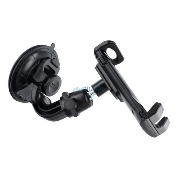 Suport universal pentru telefon/tabletă auto, 7-10", poate fi amplasat pe parbriz/planșa de bord, poate fi rotit la 360°, negru