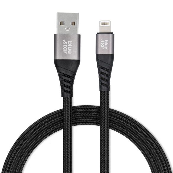 Cablu de date iPhone cu 8 pini, 1,2 M, 2,4 A, negru, împletitură de nailon, BlueStar TFK-DC-003