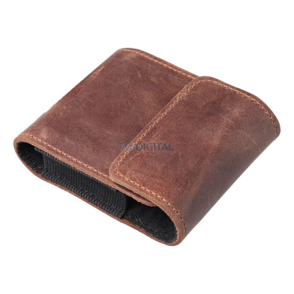 Husa cu clip de centura, magnetica, marimea V (Samsung Z Flip 1/2/3/4 / Huawei P50 Pocket / Motorola Razr 5G) maro, piele lustruita, Royal Crazy Horse