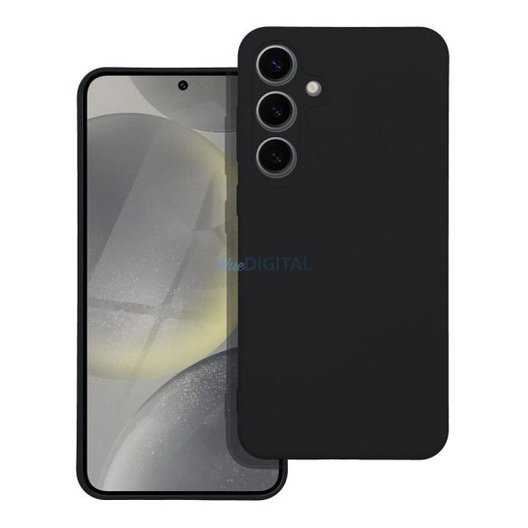 Husa din silicon Samsung Galaxy S24 Plus, mata, interior din piele intoarsa, neagra, SM-S926, silicon