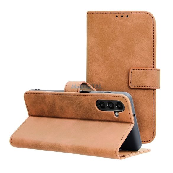 Samsung Galaxy A15 4G/5G husă pentru telefon, husă carte, husă cu deschidere laterală, închidere magnetică, SM-A155, SM-A156, maro, Tender Book