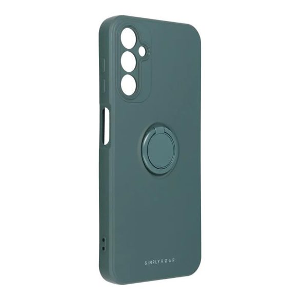 Carcasă cu spate inel pentru Samsung Galaxy A14 4G/5G, husă din silicon, interior din piele intoarsa, verde, SM-A145, SM-A146, Roar Amber