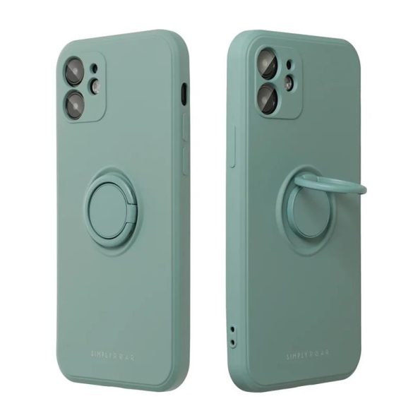 Carcasă cu spate inel pentru Samsung Galaxy A14 4G/5G, husă din silicon, interior din piele intoarsa, verde, SM-A145, SM-A146, Roar Amber