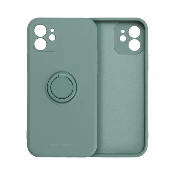 Carcasă cu spate inel pentru Samsung Galaxy A14 4G/5G, husă din silicon, interior din piele intoarsa, verde, SM-A145, SM-A146, Roar Amber