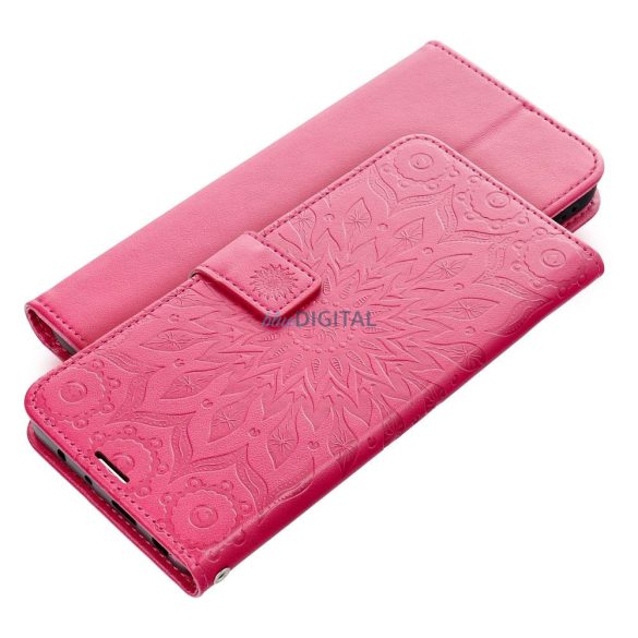 Husă pentru telefon Samsung Galaxy A05s, husă carte, husă cu deschidere laterală, închidere magnetică, magenta închis, mandala, SM-A057, Forcell Mezzo