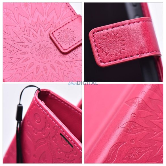 Husă pentru telefon Samsung Galaxy A05s, husă carte, husă cu deschidere laterală, închidere magnetică, magenta închis, mandala, SM-A057, Forcell Mezzo