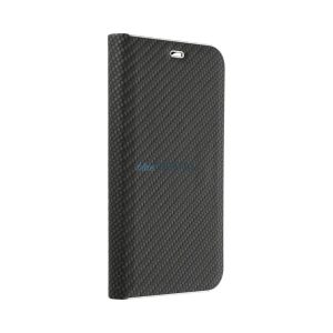 Husă pentru telefon Xiaomi Redmi 13C, husă carte, husă cu deschidere laterală, închidere magnetică, model carbon, negru, Luna Book