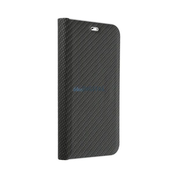 Husă pentru telefon Xiaomi Redmi 13C, husă carte, husă cu deschidere laterală, închidere magnetică, model carbon, negru, Luna Book