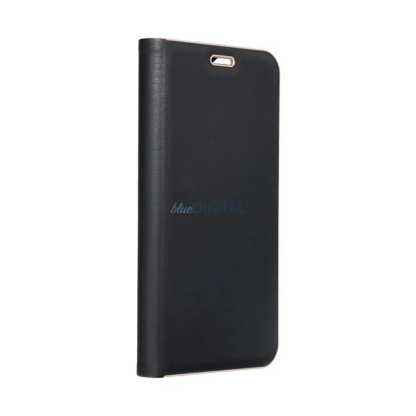 Husa pentru telefon Xiaomi Redmi 13C, husa carte, husa cu deschidere laterala, inchidere magnetica, negru si auriu, Luna Book