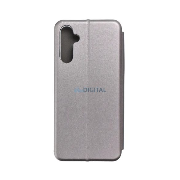 Carcase telefon Samsung Galaxy A15 4G/5G, carcasă de carte, închidere magnetică, carcasă flip, margine silicon, gri, SM-A155, SM-A156, Forcell Elegance