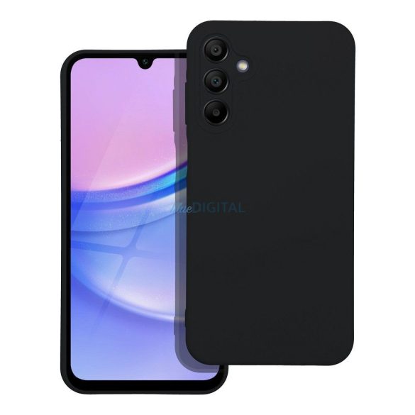 Husa din silicon Samsung Galaxy A15 4G/5G, mata, interior din piele intoarsa, neagra, SM-A155, SM-A156, silicon