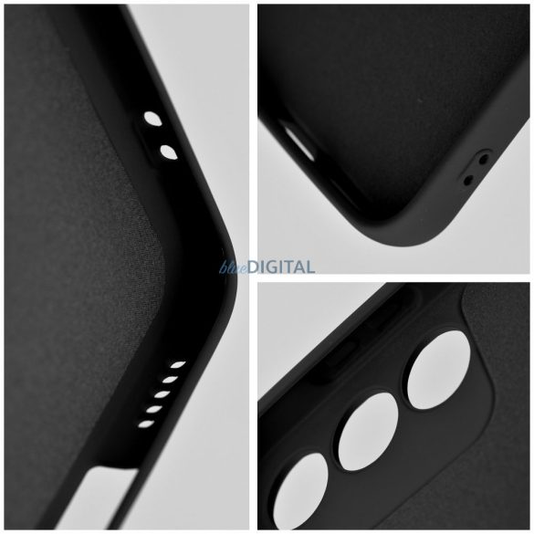 Husa din silicon Samsung Galaxy A15 4G/5G, mata, interior din piele intoarsa, neagra, SM-A155, SM-A156, silicon