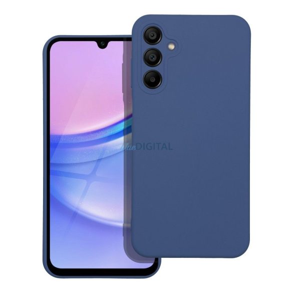 Husă din silicon Samsung Galaxy A15 4G/5G, mată, interior din piele intoarsa, albastra, SM-A155, SM-A156, silicon
