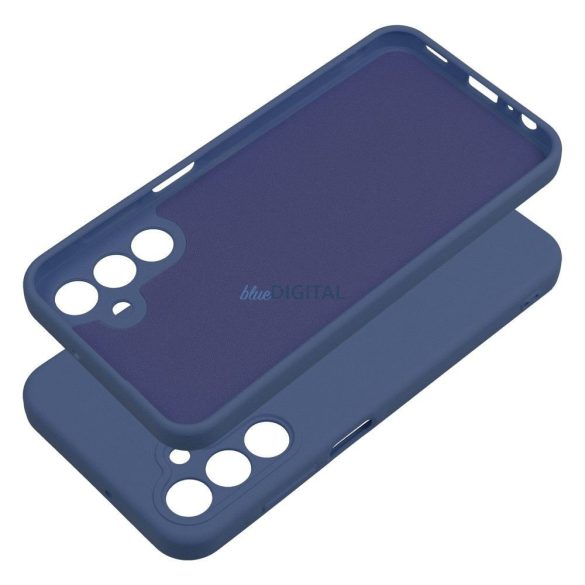 Husă din silicon Samsung Galaxy A15 4G/5G, mată, interior din piele intoarsa, albastra, SM-A155, SM-A156, silicon