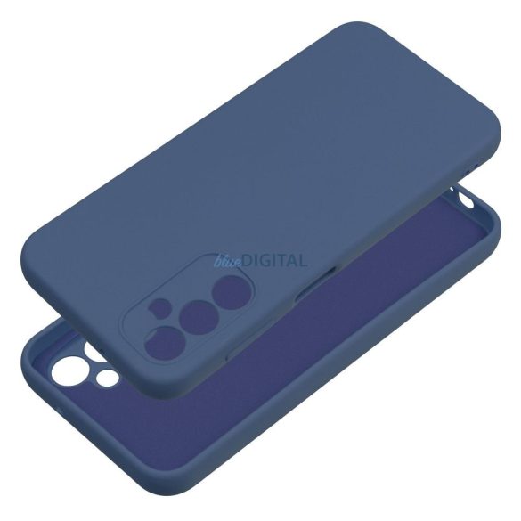 Husă din silicon Samsung Galaxy A15 4G/5G, mată, interior din piele intoarsa, albastra, SM-A155, SM-A156, silicon