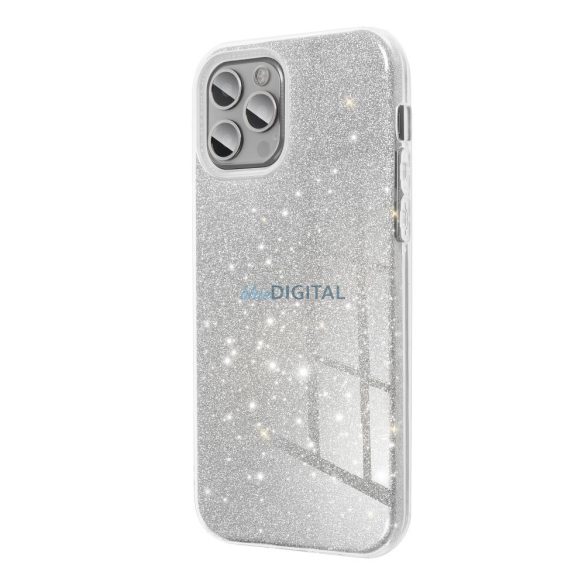 Husa din silicon Samsung Galaxy A25, sclipici, husa din spate, argintie, SM-A256, Strălucitoare