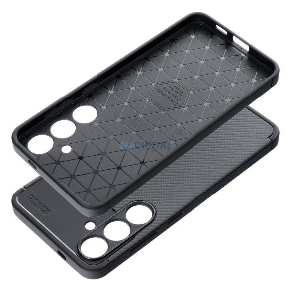 Husa din silicon Samsung Galaxy S23 FE, carcasa spate, model carbon, protectie camera, neagra, SM-S711, Carbon Premium
