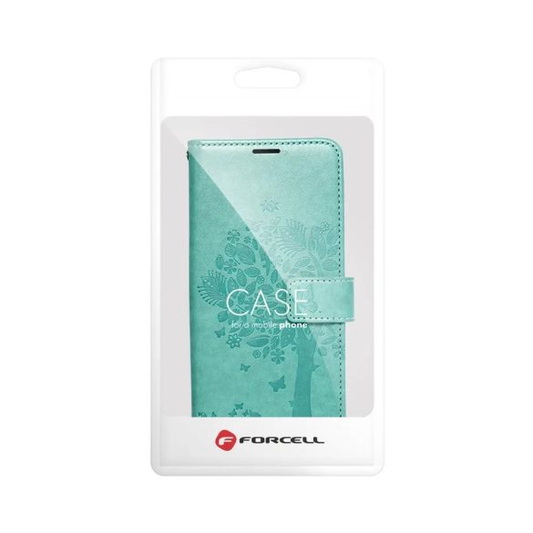 Husa telefon Samsung Galaxy A55, husa carte, husa cu deschidere laterala, inchidere magnetica, verde, copac, SM-A556, Forcell Mezzo