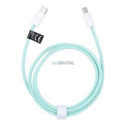   Tip C - Cablu de date tip C, verde mentă, împletitură de nailon, 1M, 60W / 3A, PD / QC 3.0, C263